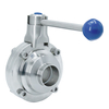 stainless steel 304 316L Welded butterfly type ball valve with pull handle for hygienic fluid transportation