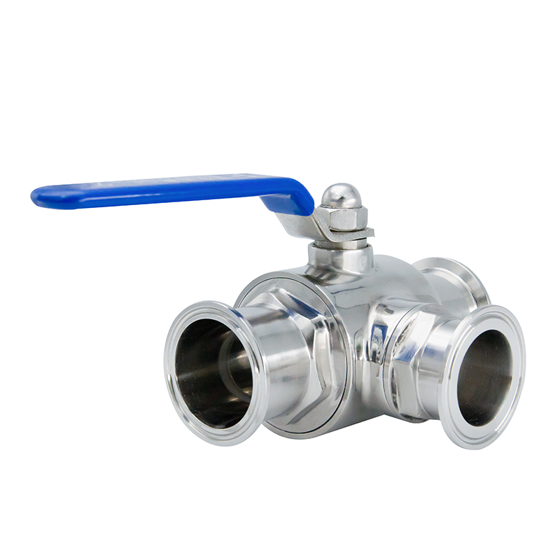 SS316L Food Grade Stainless Steel Clamp End Three Ways Ball Valve