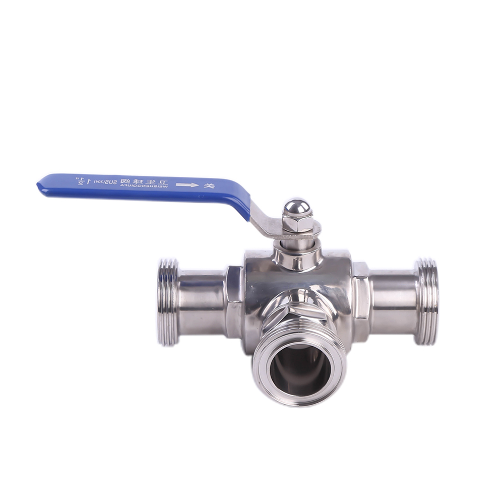 2" Sanitary Ball valve T Type Three way Clamp Connection Stainless Steel 304 