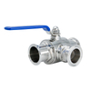 SS304/316L 4 inch Sanitary Stainless Steel Sanitary Clamp T Port Three-Way Ball Valve