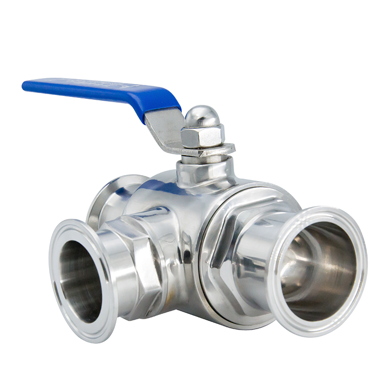 Hygienic Stainless Steel Sanitary Quick Assembly manchine Three Way Clamped Ball Valve