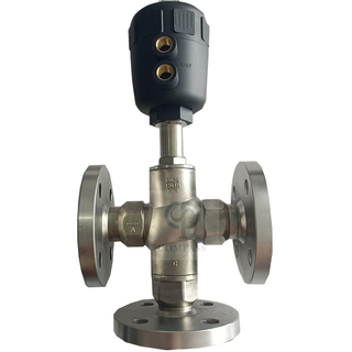 Stainless Steel Plastic Head Three Ways Flange Ends Pneumatic Angle Seat Piston Valve 