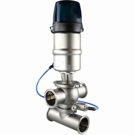 FH02 Single Seat Double Seal Four Ways Anti Saniatry Mix-proof Mixproof Valve with Intelligent Pneumatic Outside Cleaning 